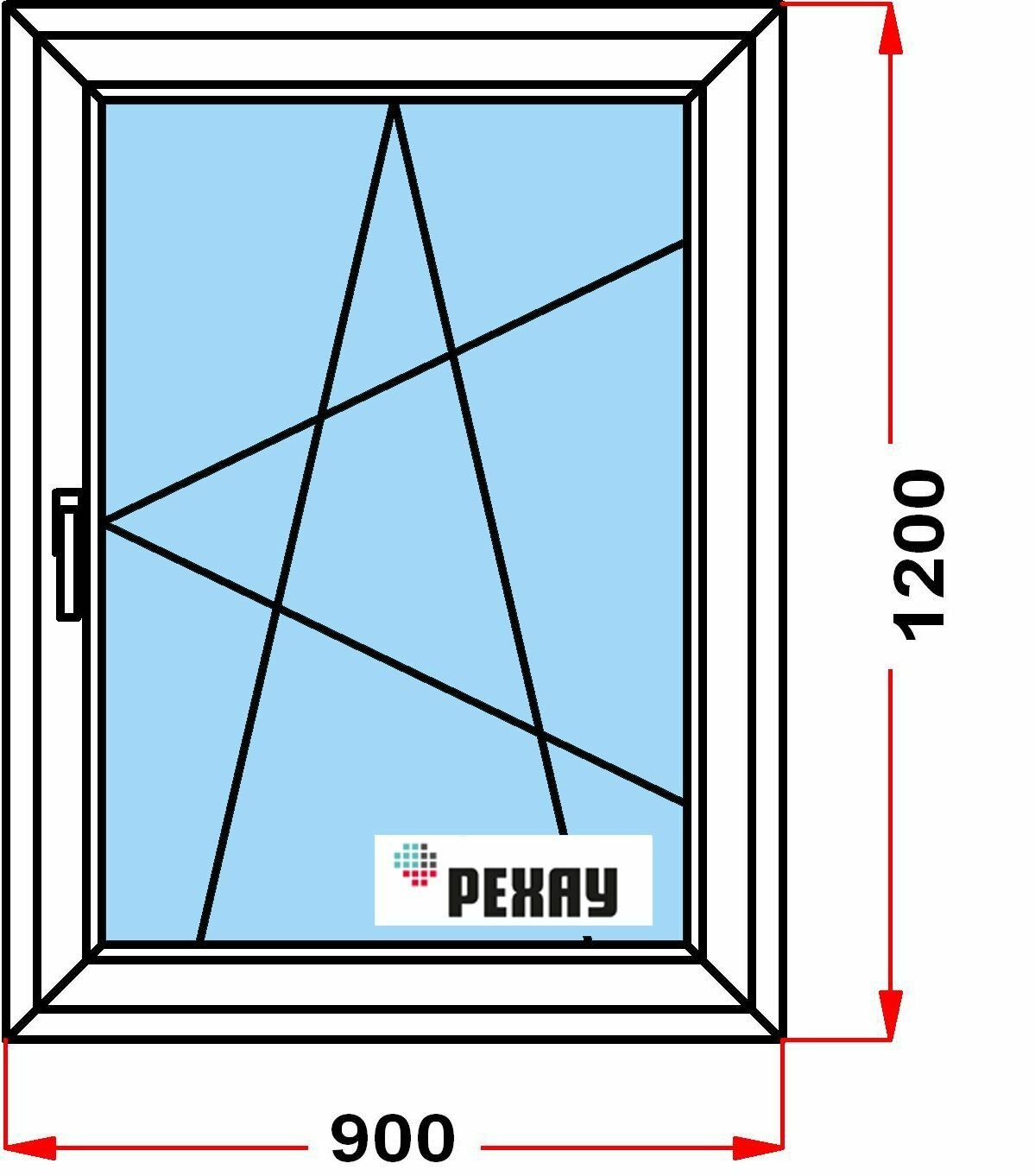 Окно из профиля РЕХАУ BLITZ (1200 x 900) 136, с поворотно-откидной створкой, 3 стекла