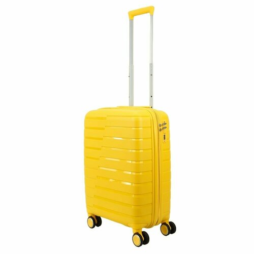 фото Умный чемодан impreza, полипропилен, увеличение объема, рифленая поверхность, ребра жесткости, 60 л, размер s+, желтый