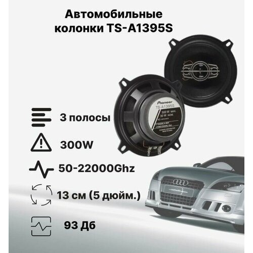 Автомобильные динамики TS-A1395S 13 см 5 дюйм 480 Вт Комплект из 2 штук Коаксиальная акустика 4-х полосная с защитными сетками 188900₽