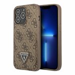 Чехол Guess PU 4G Double cardslot Metal triangle logo Hard для iPhone 13 Pro, коричневый - изображение