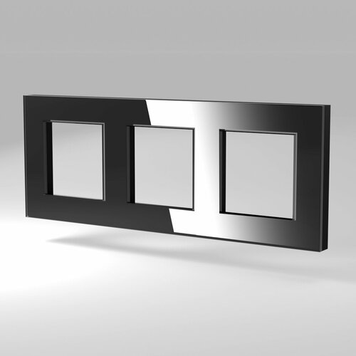 Рамка трехпостовая горизонтальная вертикальная стеклянная изготовленная по технологии Optiwhite черная CGSS Эстетика GL-P103-BCG розетка usb 2 1а черная cgss эстетика gl w201u bcg