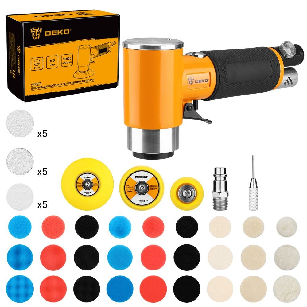 Орбитальная пневматическая шлифмашина Деко DKOS75 75 мм