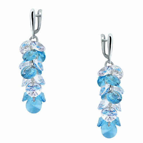 Серьги АЛЬФА-КАРАТ, серебро, 925 проба, родирование, кристаллы Swarovski, золотой