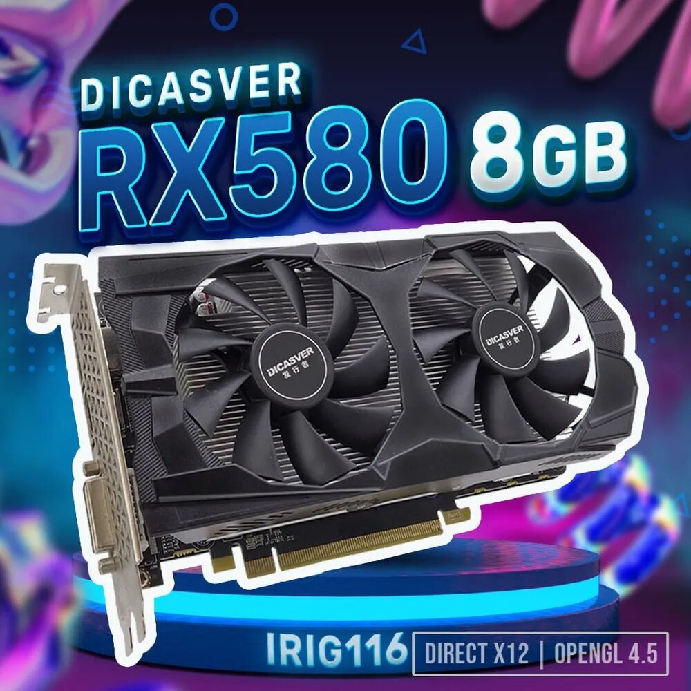Видеокарта DICASVER Radeon RX 580 8 ГБ (AMD RADEON RX580 8GB)Refurbished