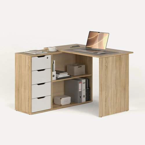 Изображение товара Стол письменный БАНГА-93 левый Дуб Сонома - Белый