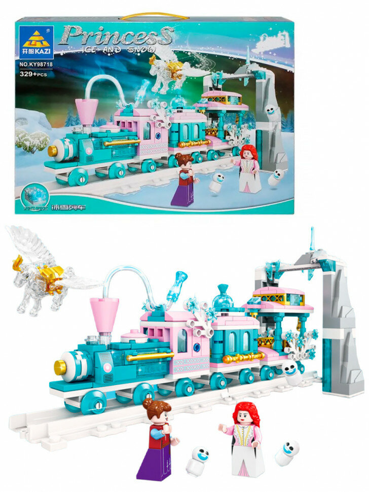 Конструктор KAZI Принцессы: Ледяной снежный поезд KY98718