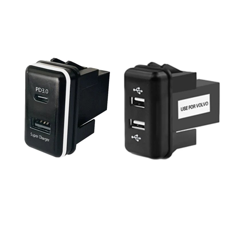 QC3.0 2x30 Вт PD USB Автомобильное быстрое зарядное устройство TYPE-C USB Power для смартфона Ipad Iphone Использование для грузовика VOLVO FH FH12 Быстрая зарядка 3.0, 2pcs