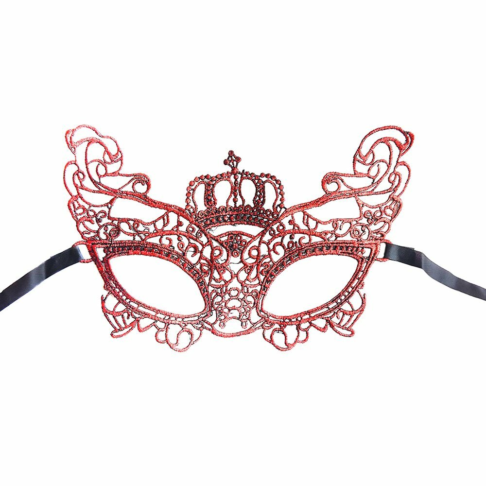 Маска карнавальная Корона с завязкой 19х11 см красная