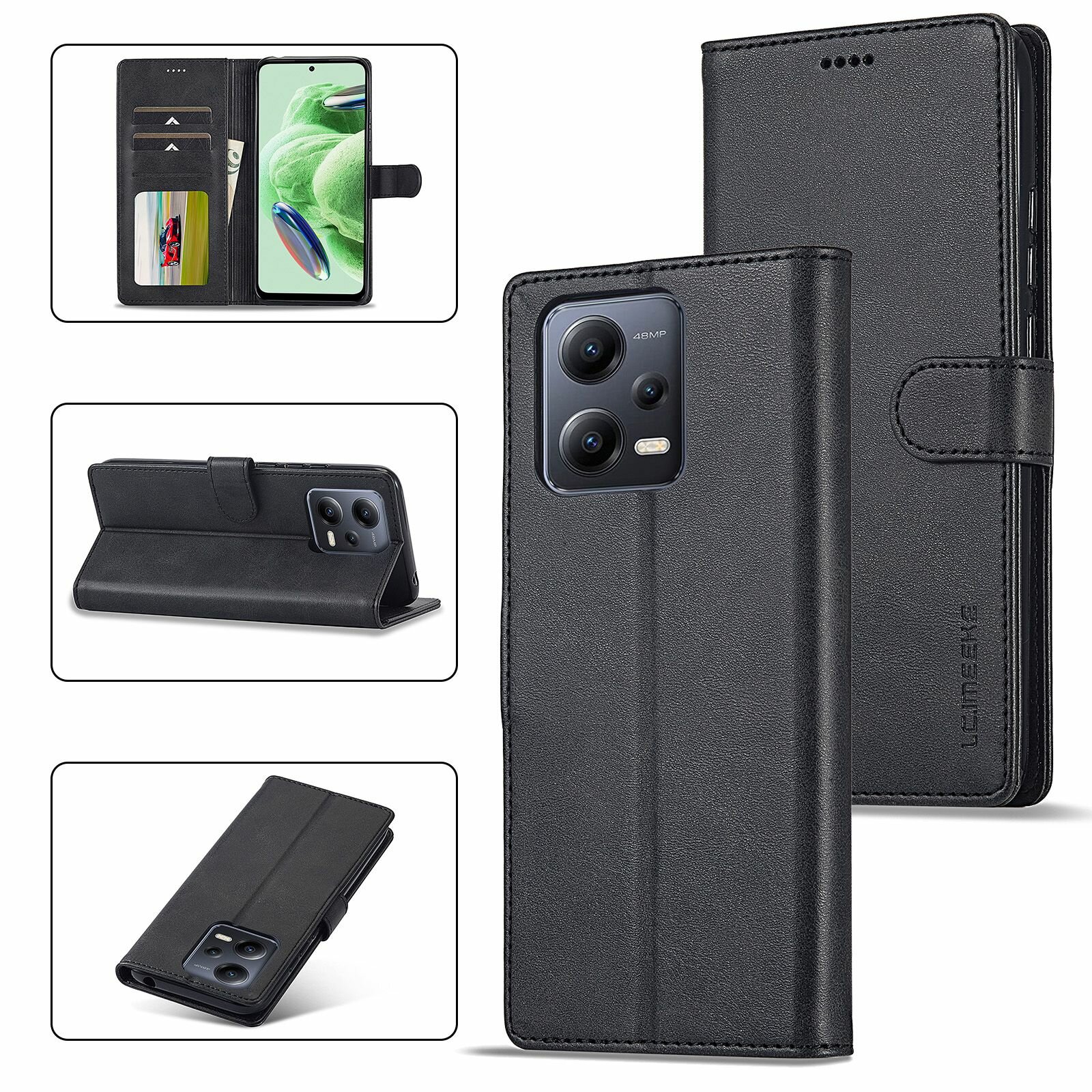 Картинки LCIMEEKE Кожаный книжка чехол для Xiaomi Redmi Note 12 Pro Plus / Чехол на Сяоми Редми Нот 12 Про Плюс с визитницей из экокожи