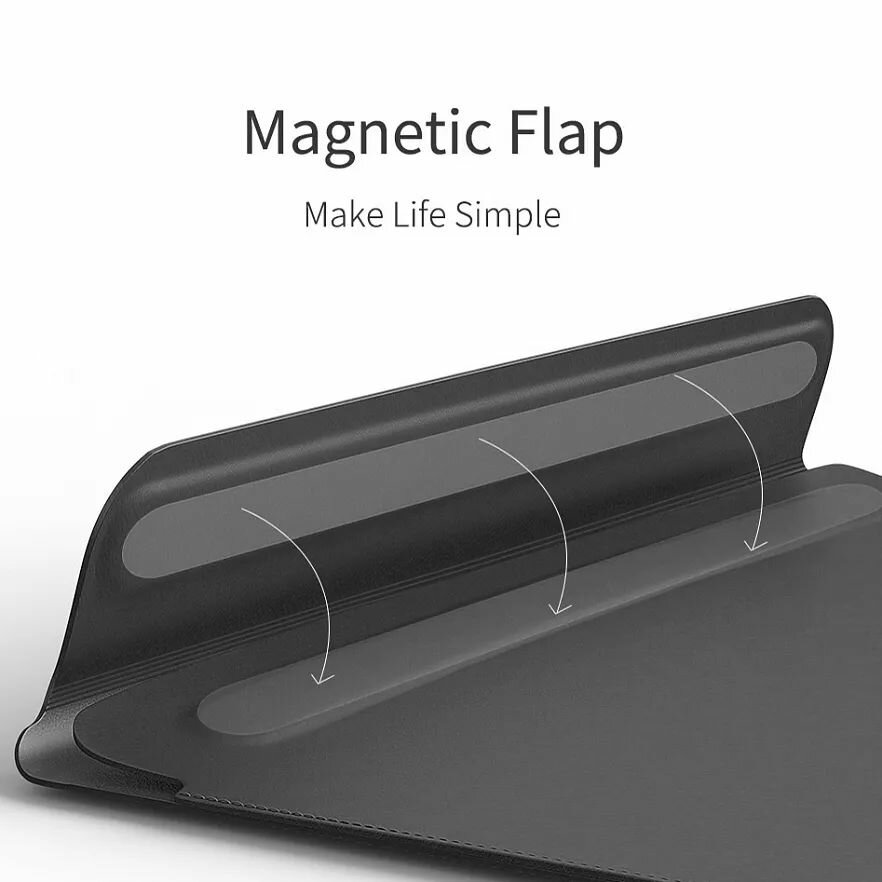 Чехол из экокожи для MacBook 13 Air Pro M1 M2 intel / Чехол с магнитной застежкой WiWU Skin Pro 2 для Макбук Аир Про 13 2016-2022 (A1932 A2179 A2337 A1939 A1706 A1708 A2159 A2289 A2251 A2338) черный — фото 1