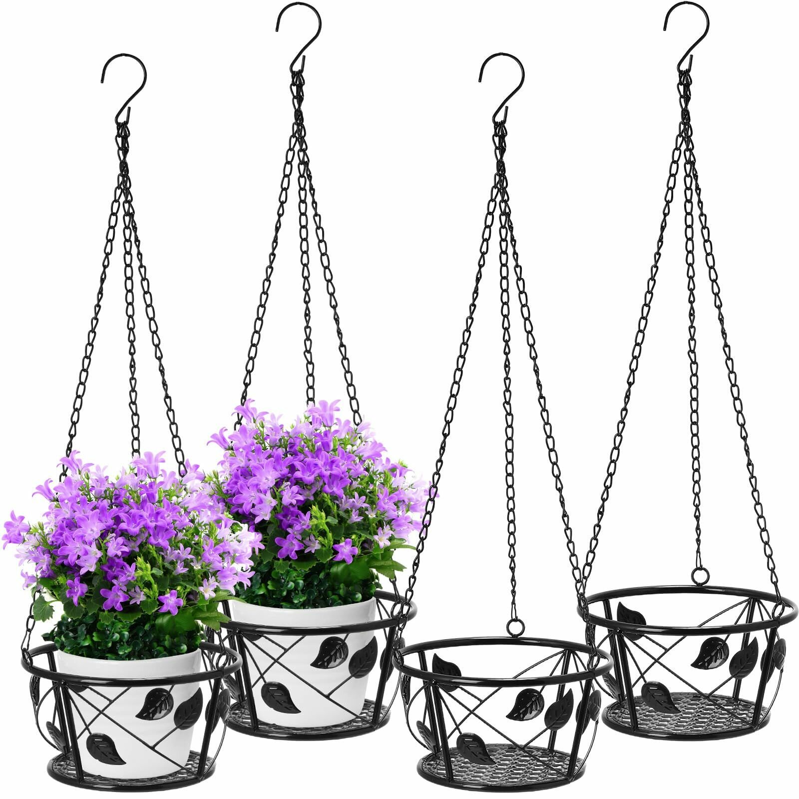 Четыре. Корзина для горшков с железными цветами，Диаметр 22CM