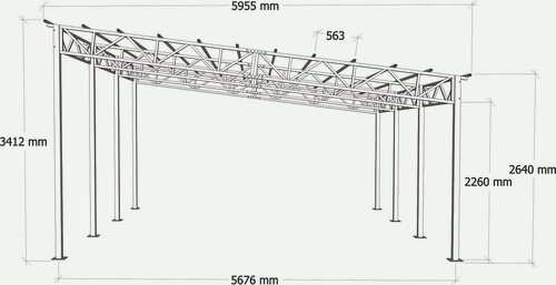 Изображение товара Навес для автомобилей односкатный, сборно-разборный, серый, 6х5,6 м, без покрытия