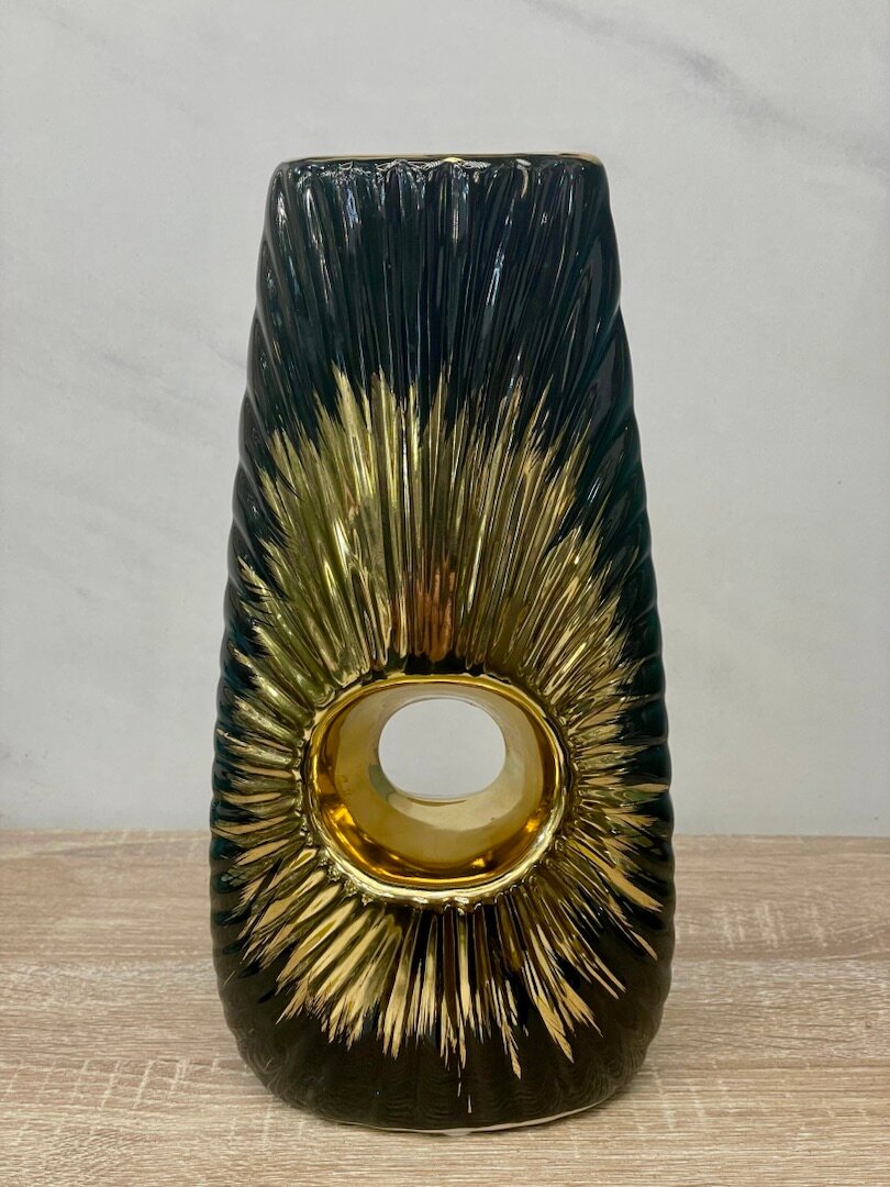 Ваза Kaydn Casaentera CE12-10324966 керамика черный/золото 120х70х235h