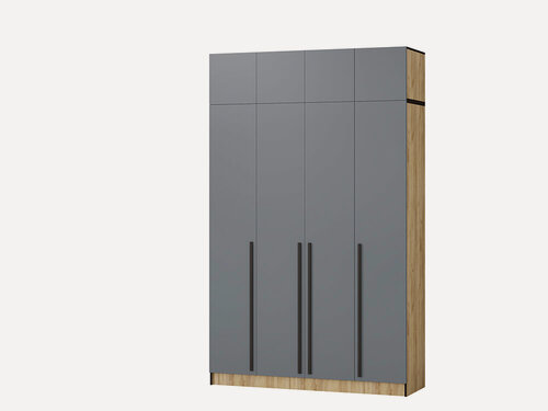 Изображение товара Шкаф распашной с антресолью Бастион 160 см; 1600*520*2600; дуб крафт золотой/графит