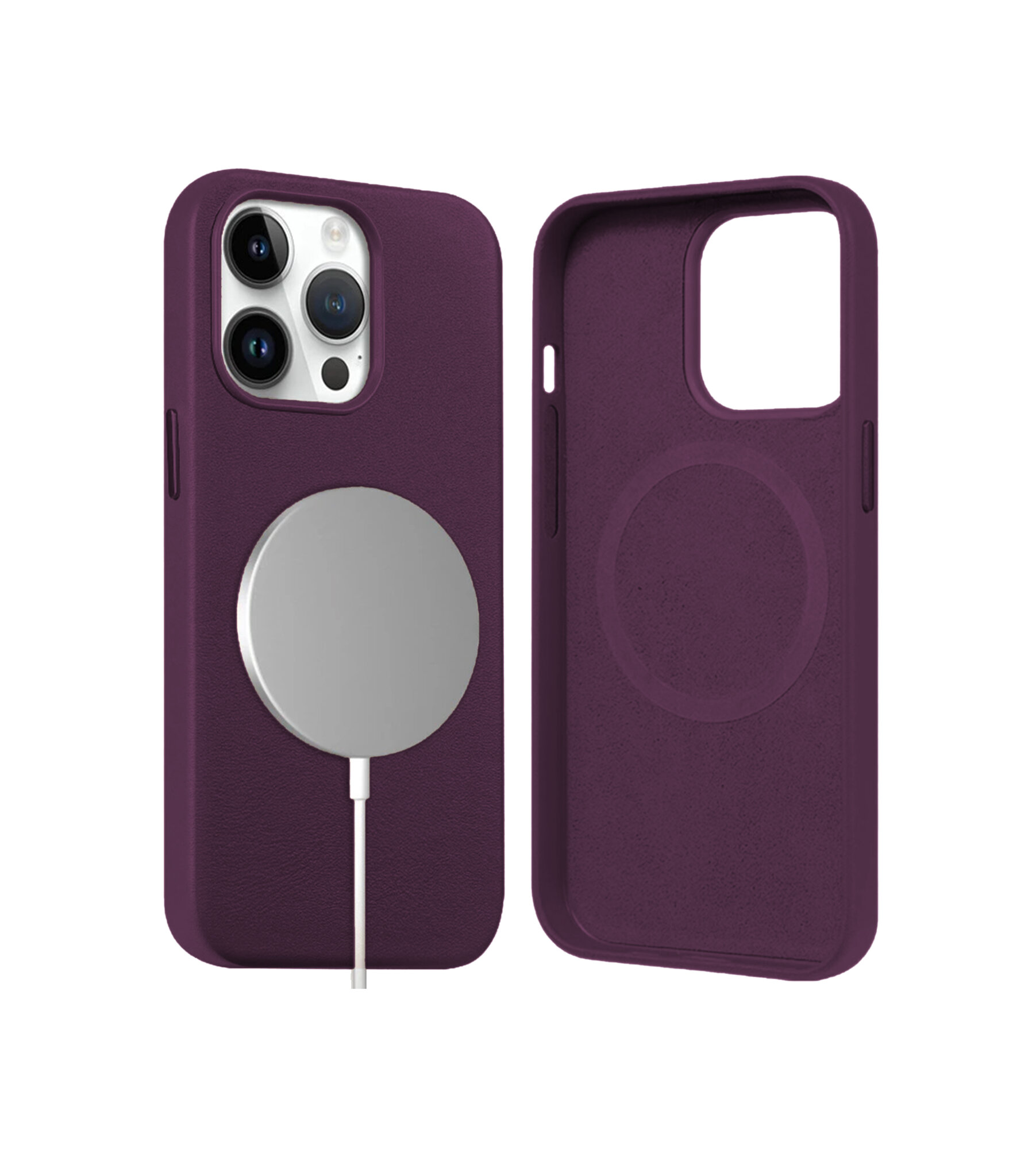 Чехол Leather Case MagSafe для iPhone 14 Pro Max 6.7", темная вишня Dark Cherry (6) — фото 1