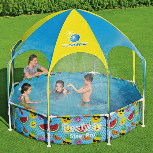 Изображение товара Каркасный бассейн 56432 Bestway Splash-in-Shade (Бествей Сплаш-ин-Шейд) 244*51 см с навесом и разбрызгивателем, Bestway (Бествей), 56432