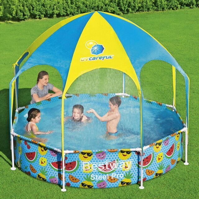 Каркасный бассейн 56432 Bestway Splash-in-Shade 244*51 см с навесом и разбрызгивателем
