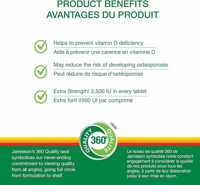 Jamieson Vitamin D3 2500 IU - 180 tablets KANADA — фото 1