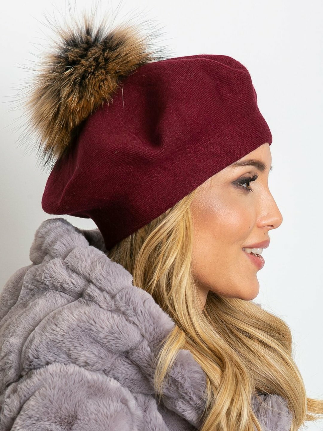 Берет  для женщин, размер 56-58, бордовый меланж — фото 1