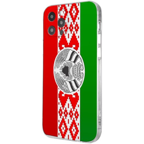 Силиконовый чехол с защитой камеры Mcover для Apple iPhone 12 Pro с рисунком Флаг Беларуси силиконовый чехол с защитой камеры mcover для apple iphone 12 с рисунком флаг казахстана