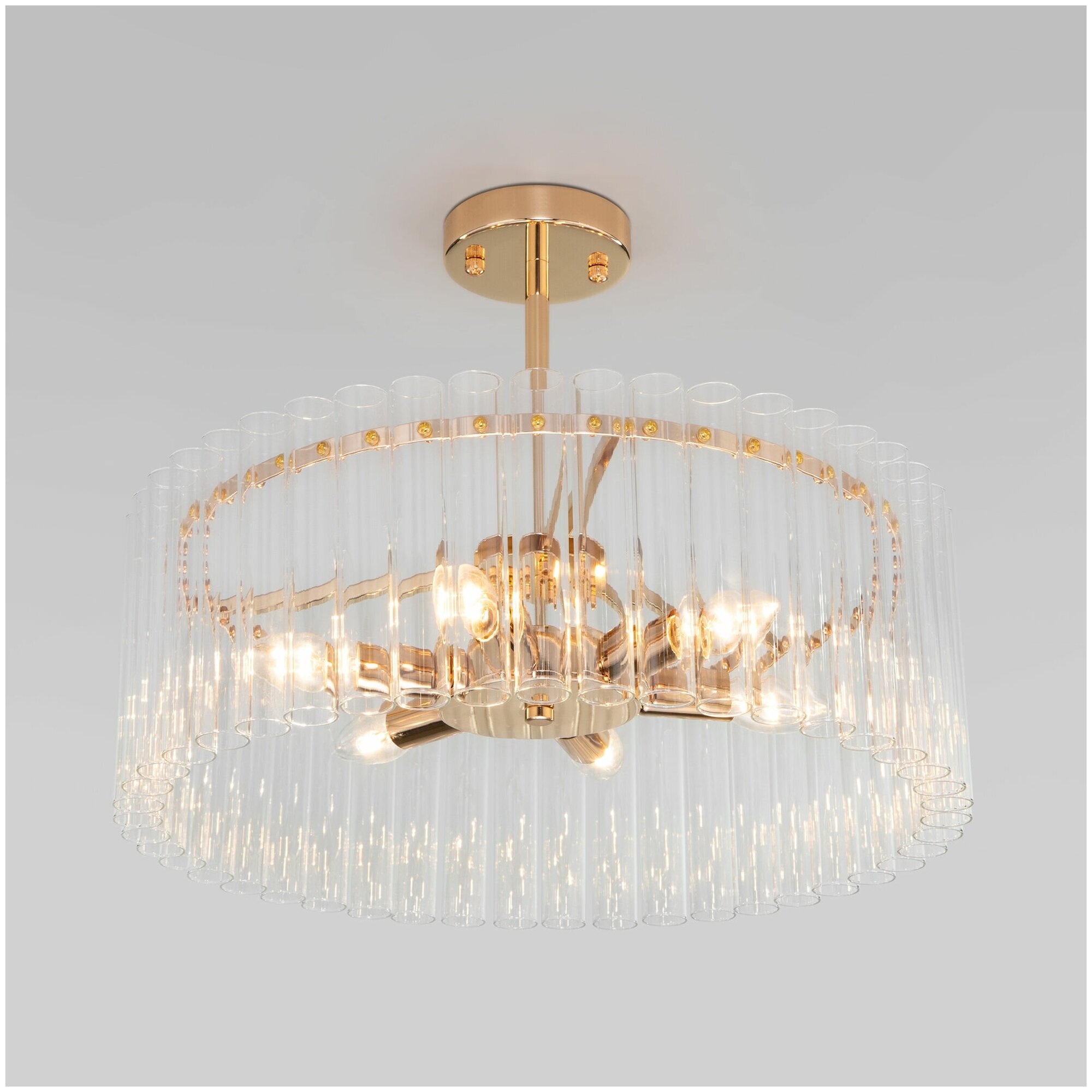 Потолочная люстра Bogate's Flamel Умная 373/6 золото плафон из стекла E14 Minimir Home - фото №2