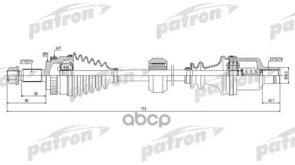 Полуось Правая 27X772x65x23 Abs: 44T Renault: Espace Iii 96-00 PATRON арт. PDS0118