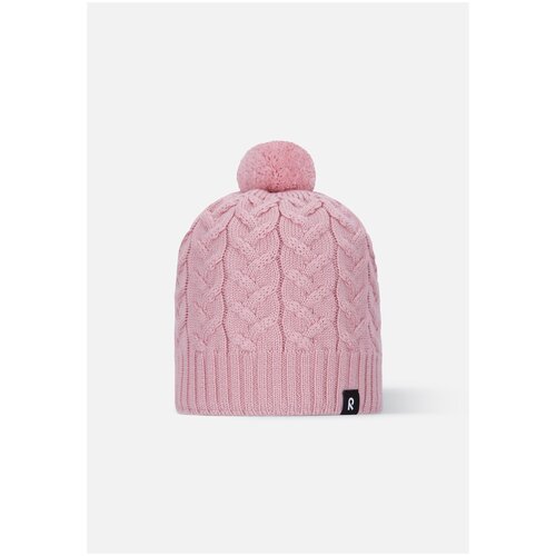 фото Шапка reima, демисезон/зима, шерсть, с помпоном, подкладка, вязаная, размер 56, розовый