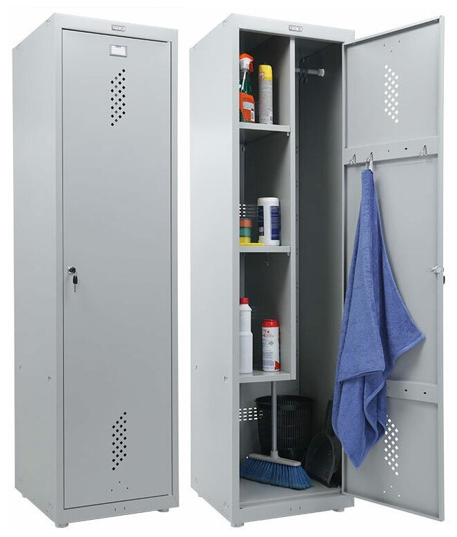 Шкаф металлический для раздевалок ПРАКТИК LS-11-50 для хранения одежды, шкаф локер, 3 полки, с ключевым замком, модульный, ВхШхГ: 1830x500x500 мм - фотография № 12