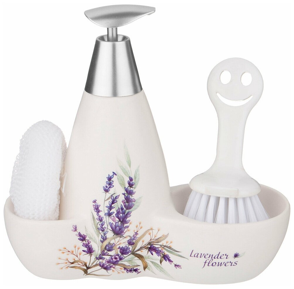 фото Дозатор для моющего средства душа прованса 500 мл , губка и щетка Lefard (174562)