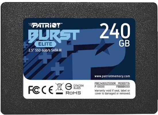 SSD диск Patriot Memory PATRIOT 2.5" Burst Elite 240 Гб SATA III NAND 3D PBE240GS25SSDR