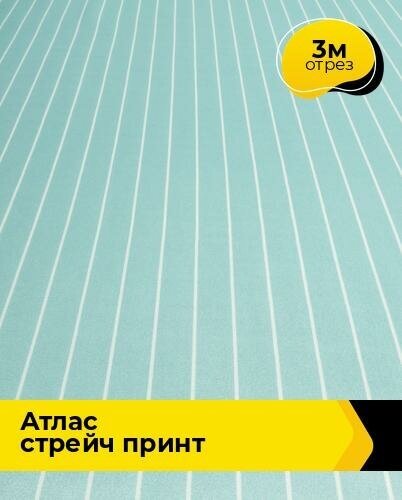 Ткань для шитья и рукоделия Атлас стрейч принт 3 м * 150 см, фисташковый 040