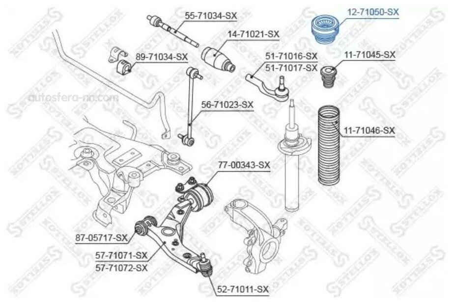 STELLOX 1271050SX 12-71050-SX_опора амортизатора переднего!\ Mazda 3 1.4-2.0/1.6Di/TDi/TDCi 03>