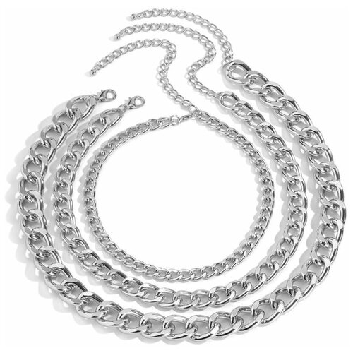 Колье, длина 28 см, серебряный