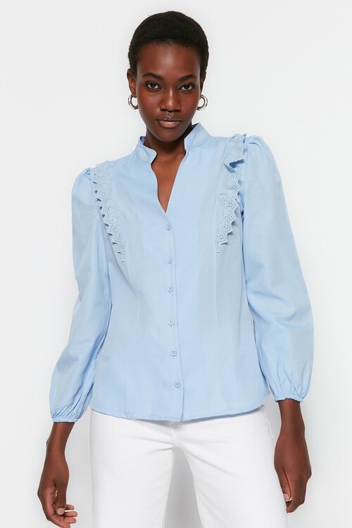 Блуза  TRENDYOL, размер 44, голубой