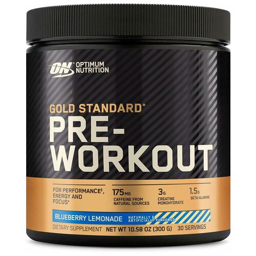 Предтренировочный комплекс Optimum Nutrition Gold Standard Pre-Workout черничный лимонад 300 г 1 шт. 250 мл