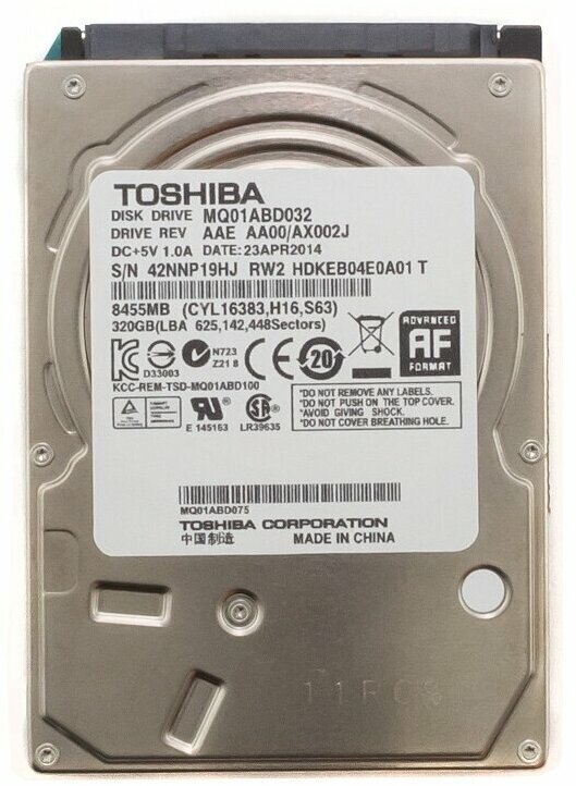 Жесткий диск Toshiba 2.5" 320Gb SATA II, 8 Mb, 5400 rpm MQ01ABD032