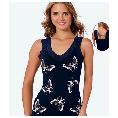 фото Майка с бабочками missemma темно-синяя размер м