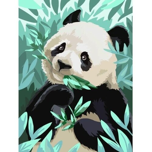 фото Алмазная мозаика на подрамнике с полным заполнением панда, 30х40см сима-ленд