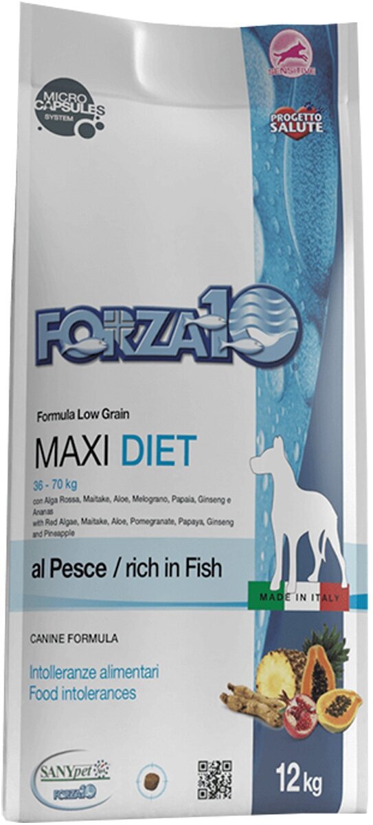Сухой корм для собак Forza10 Diet Maxi при чувствительном пищеварении, гипоаллергенный, рыба 12 кг (для крупных пород) - фотография № 12