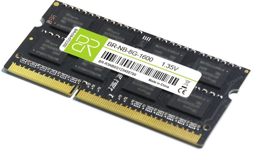 Память для ноутбука 8 ГБ DDR3L SoDIMM 1600МГц BillionReservoir (BR-NB-8G-1600) 16 чипов
