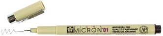 SAKURA Ручка капиллярная Pigma Micron 01, 0.25 мм, сепия цвет чернил, 1 шт.