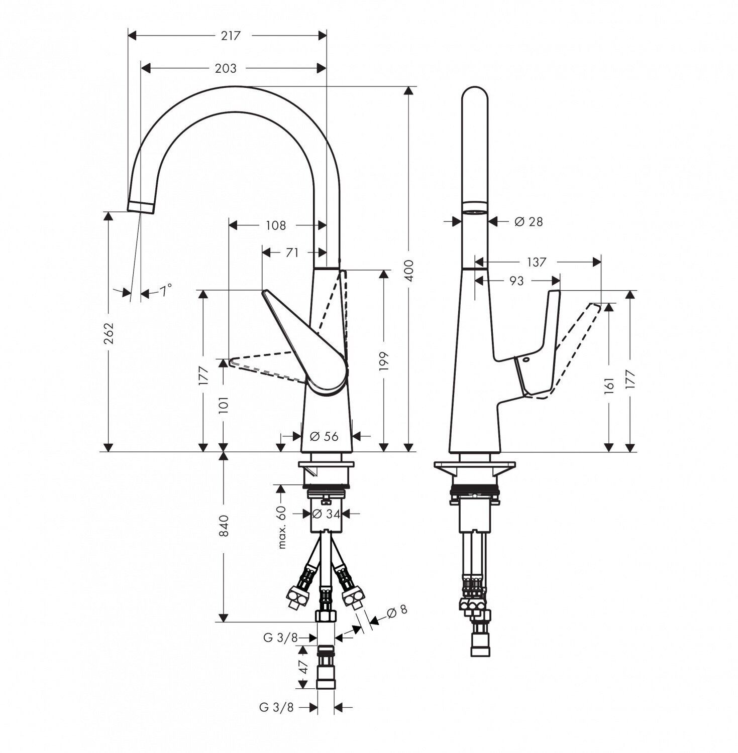 Смеситель для кухни Hansgrohe - фото №6