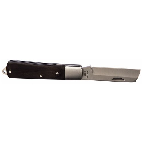 Нож монтерский складной КВТ НМ-01 200мм нержавеющая сталь деревянная ручка