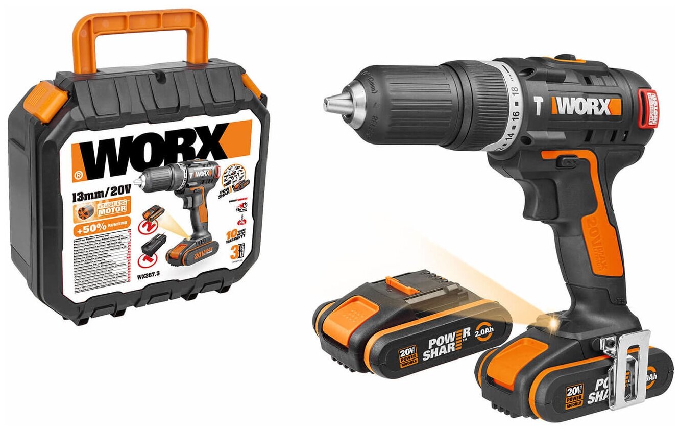 Аккумуляторная ударная дрель-шуруповерт Worx WX367