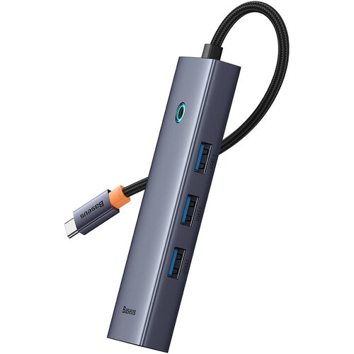 Хаб OS-Baseus Flite Series 4-Port HUB (Type-C - USB3.0*3+RJ45*1) Серый (B0005280A813-00) usb концентратор baseus multi functional hub type c 3xusb hdmi cahub bz0g разъемов 4 dark grey