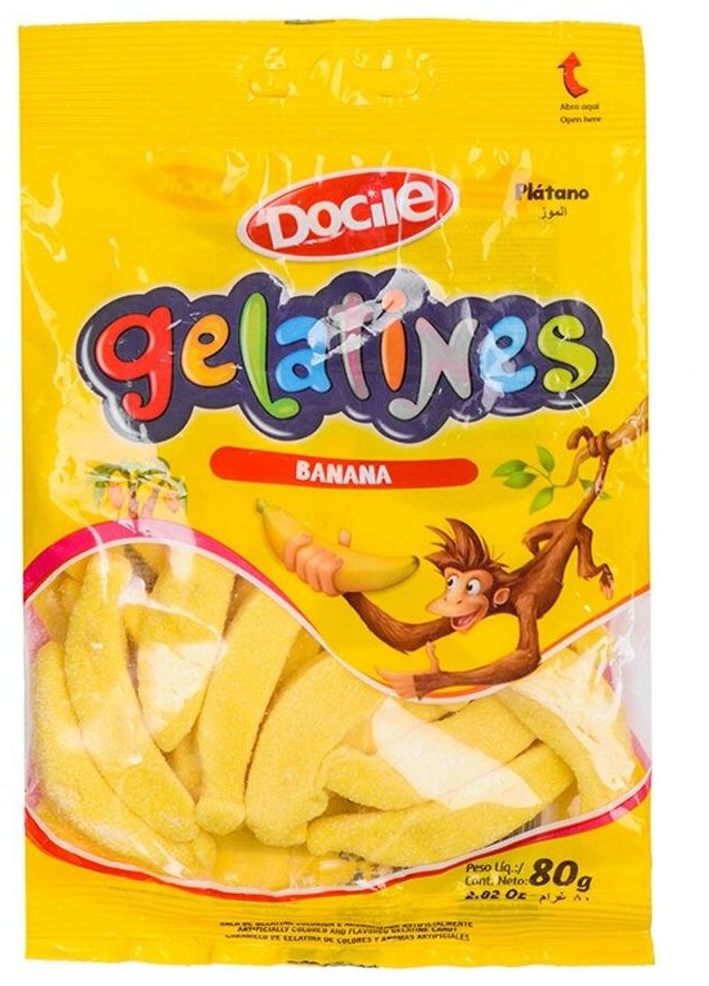 Жевательный мармелад Docile GELATINES BANANA (банан со вкусом банана) 80 грамм - фотография № 3