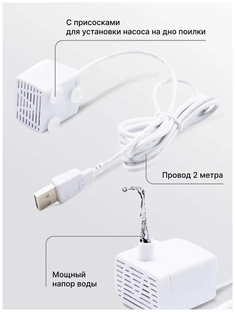 Погружной водяной миниатюрный насос/помпа Run Energy для поилок, аквариумов, фонтанов, садов - фотография № 3