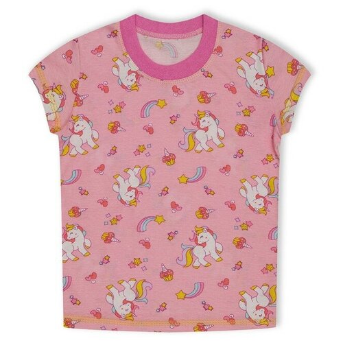 Детская футболка для девочки RONDA Единорог, рост 122, розовый