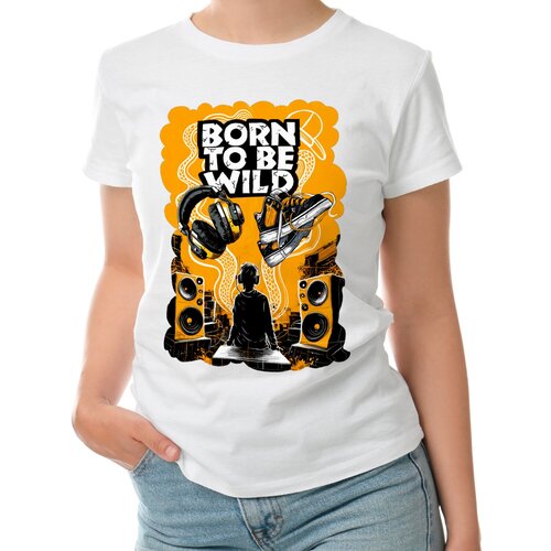 Женская футболка «Urban born to be wild» (L, темно-синий)
