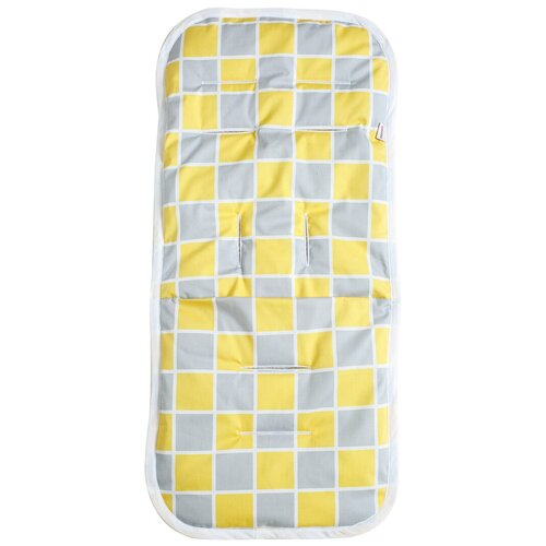 Mammie Хлопковый матрасик в коляску и автокресло Квадратики 80x35 см Жёлтый